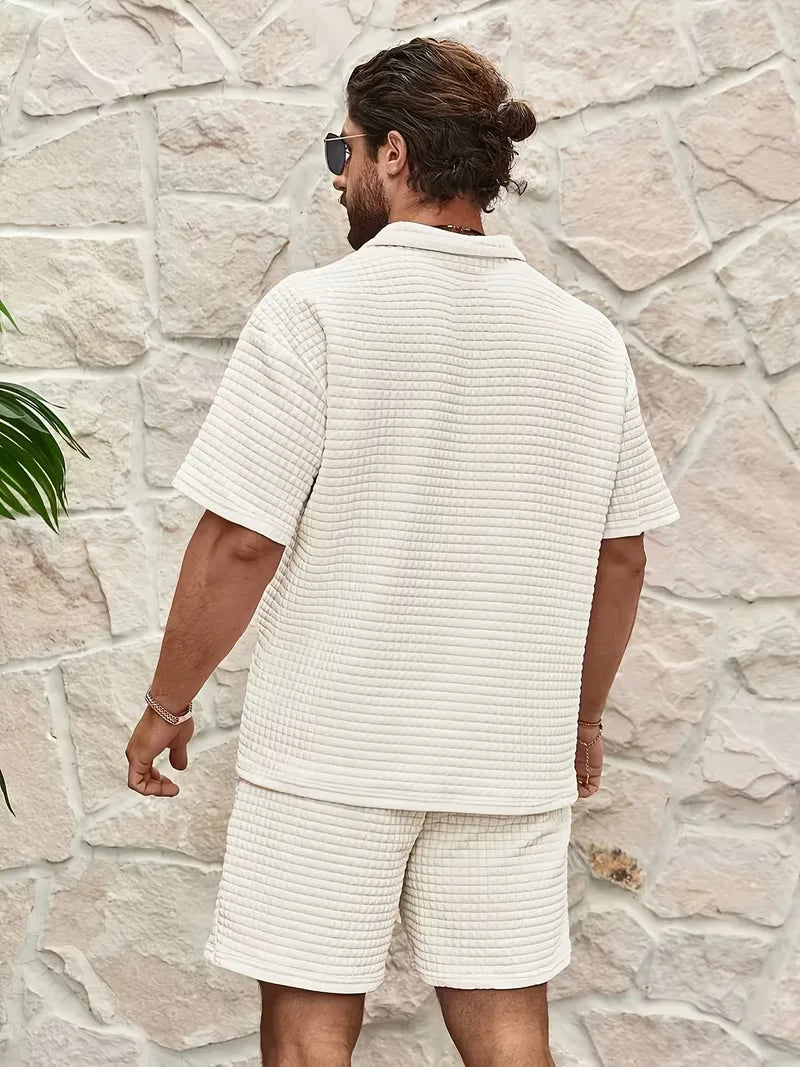 Mens V Neck Top and Shorts Set