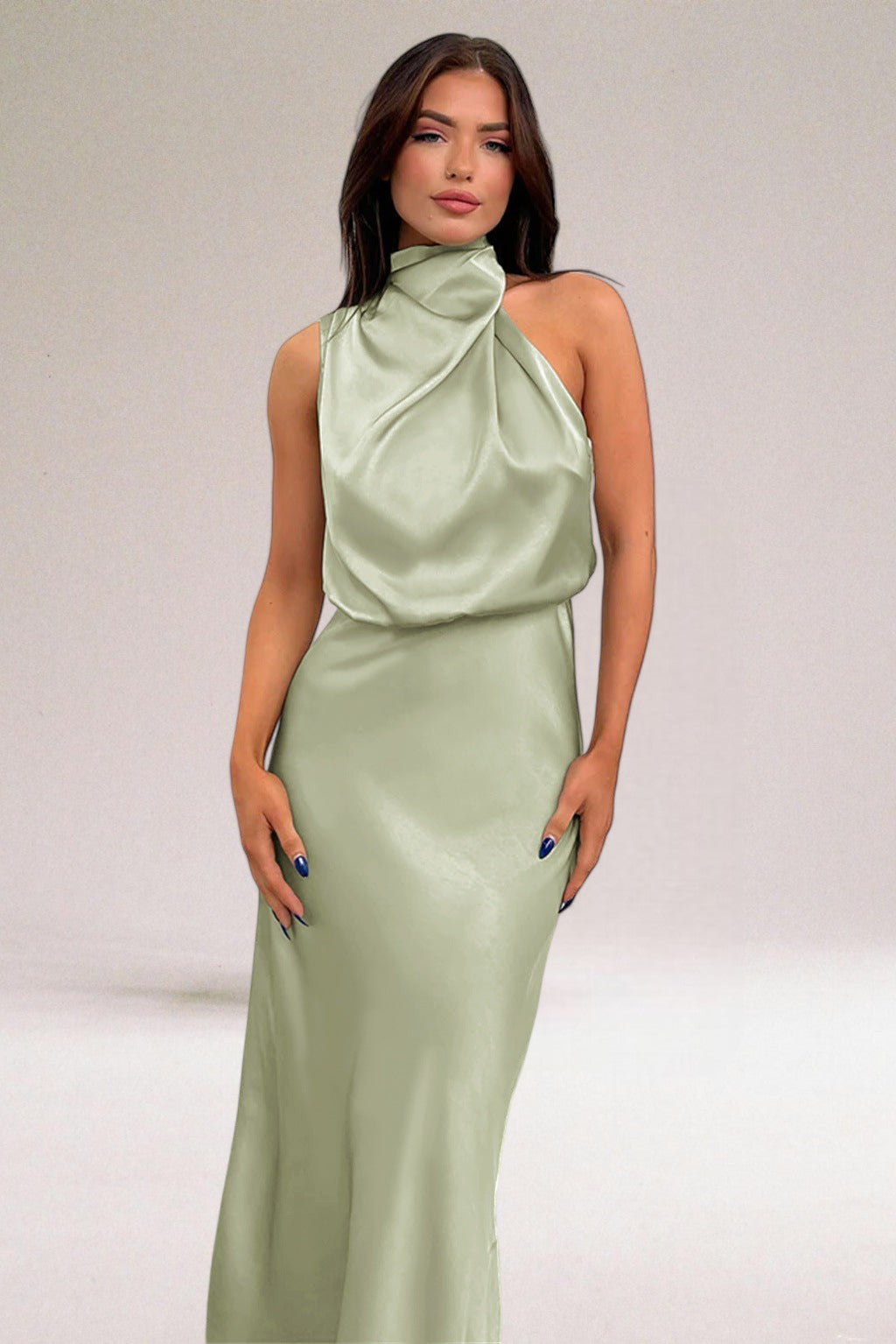 Halter Neck Dress Satin