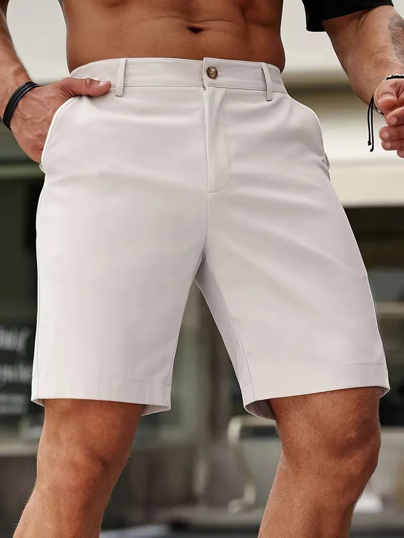 Mens Casual Shorts Button Side Pockets