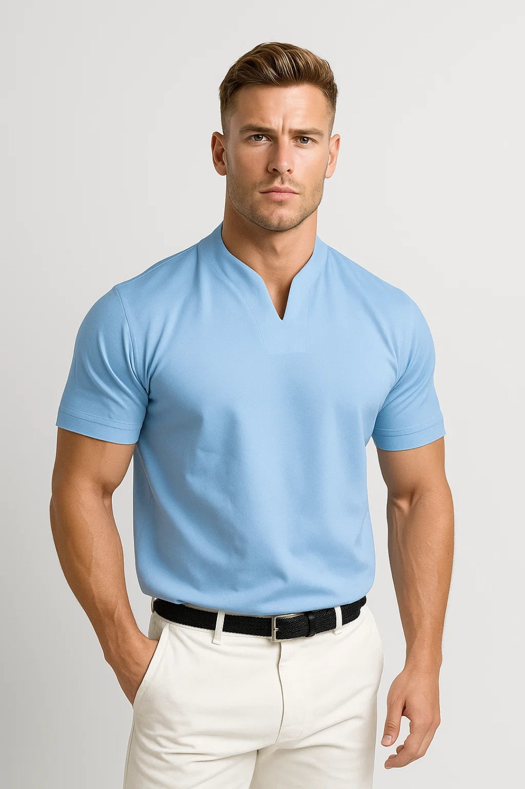 Men's Shirt Slim Fit Cotton Split Collar For Everyday Wear