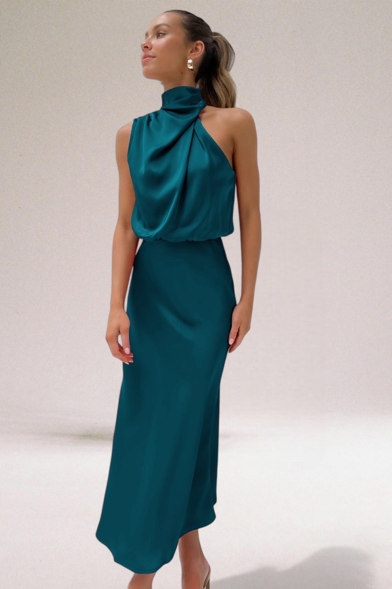 Halter Neck Dress Satin