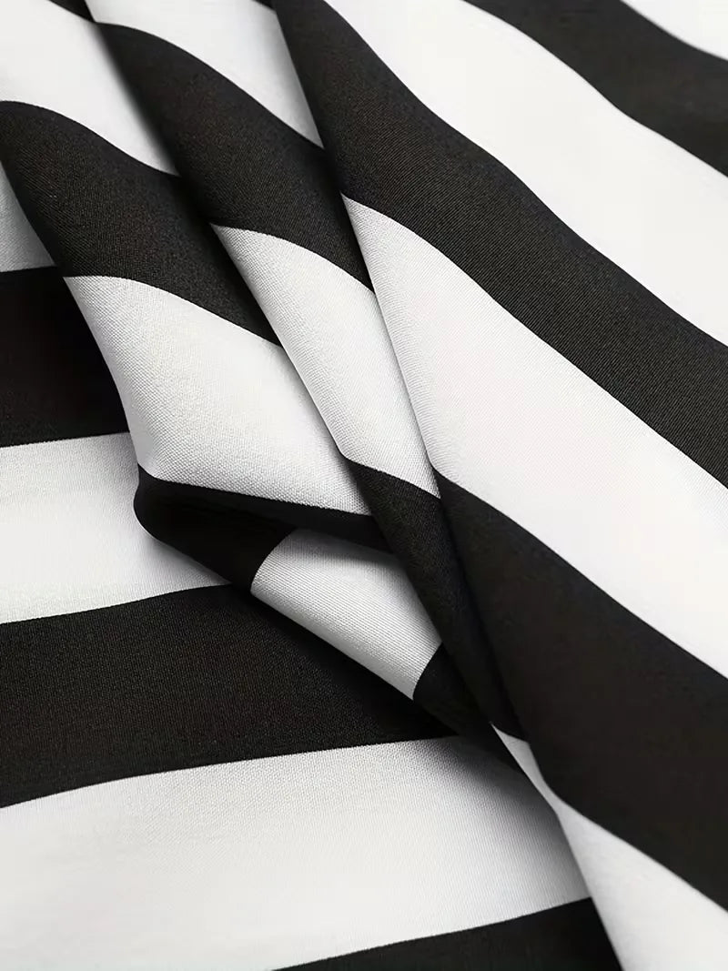 Mens Vertical Stripe Mandarin Collar Shirt