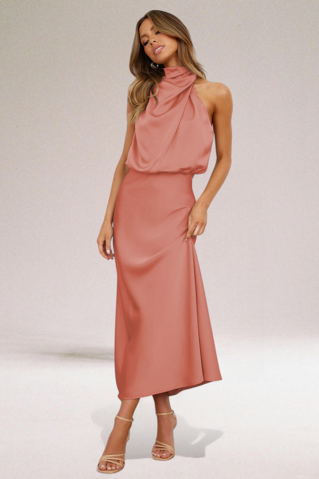 Halter Neck Dress Satin