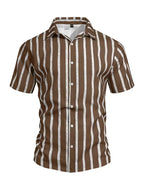 Mens Short Sleeve V Neck Stripe Shirt