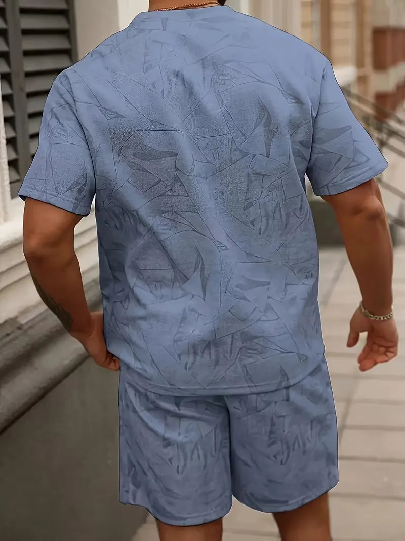 Mens Abstract Print Shirt and Shorts Set
