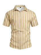Mens Short Sleeve V Neck Stripe Shirt