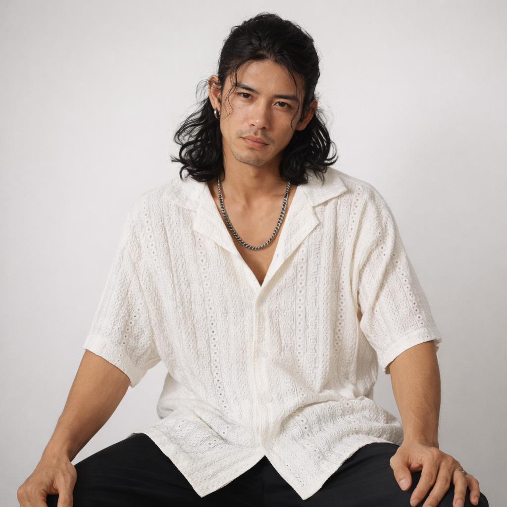Mens Jacquard Grid Shirt Long Sleeve Three Color