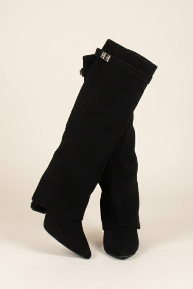 Fall Suede Slouch Knee-High Boots — Foldover Shaft Minimalist Design