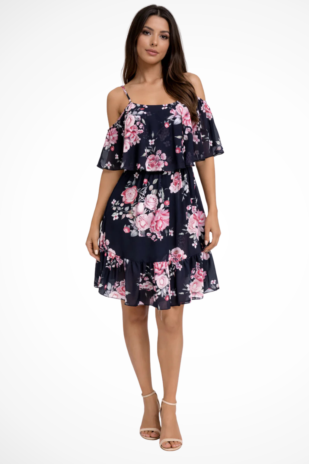 Womens Mini Summer Dress Floral Print Off Shoulder