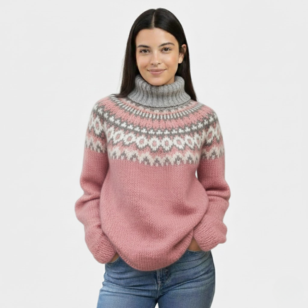 Alethea | High-Quality Wool Sweater with Nordic Pattern for Women