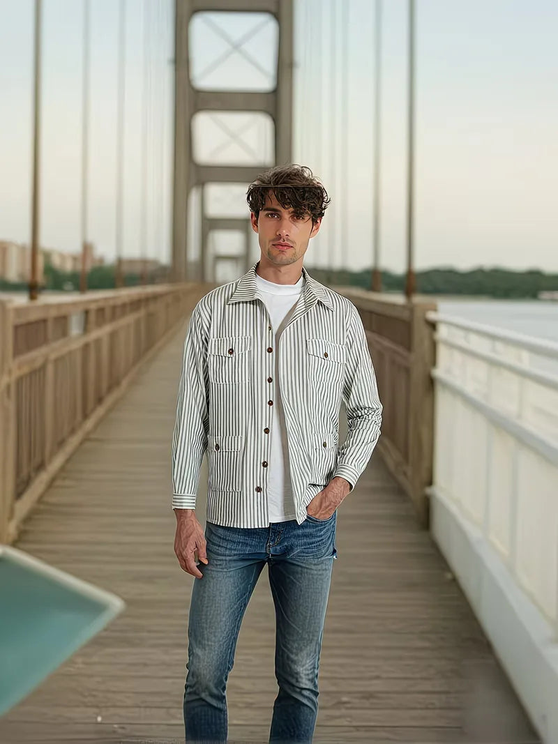 Mens Striped Casual Shirt Slim Fit