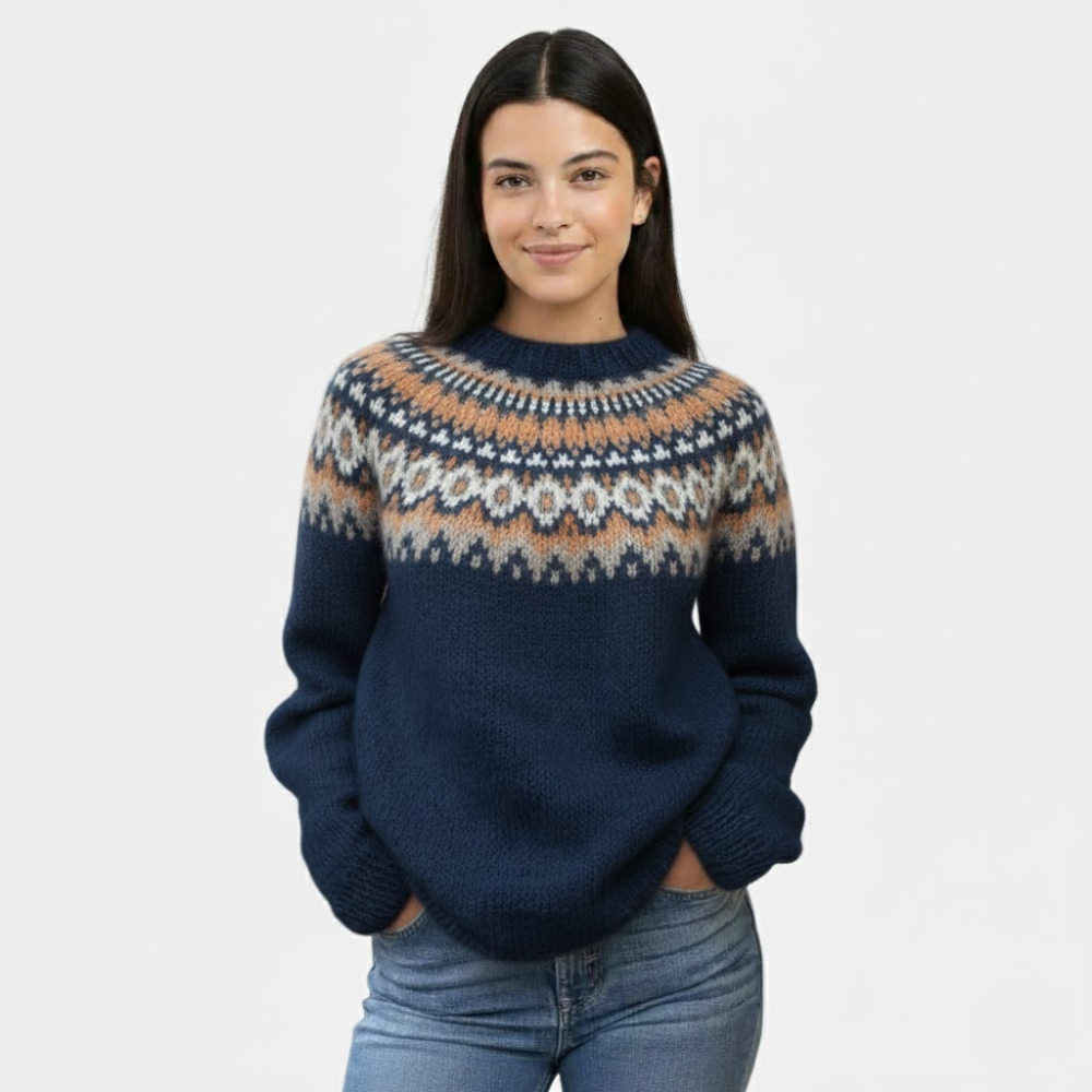 Alethea | High-Quality Wool Sweater with Nordic Pattern for Women