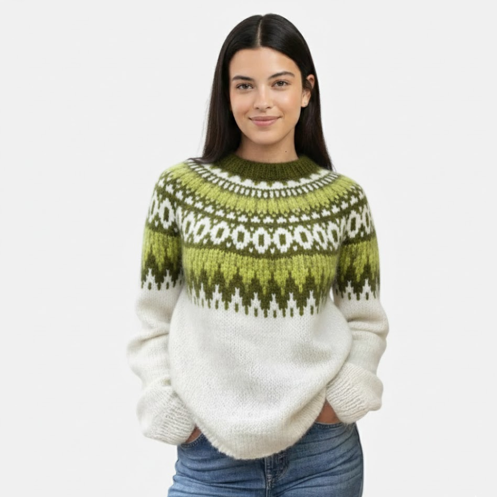 Alethea | High-Quality Wool Sweater with Nordic Pattern for Women
