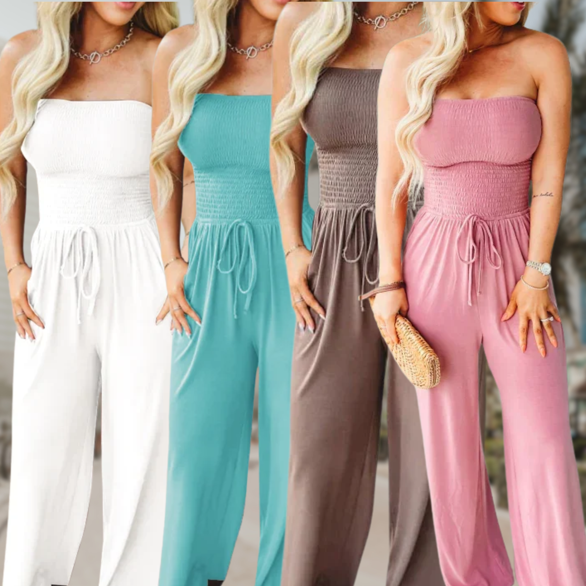 Off-Shoulder Jumpsuit Wide Leg
