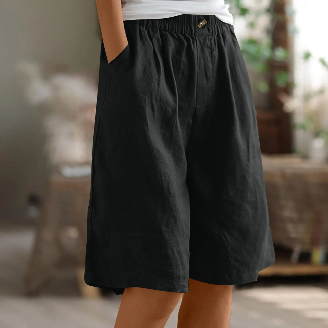 Womens Wide Leg Shorts Pockets Five Color