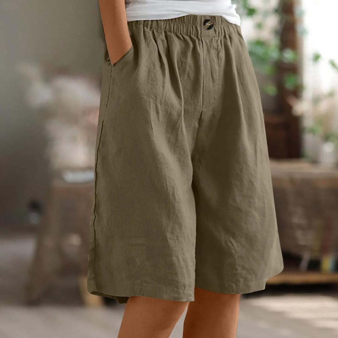 Womens Wide Leg Shorts Pockets Five Color