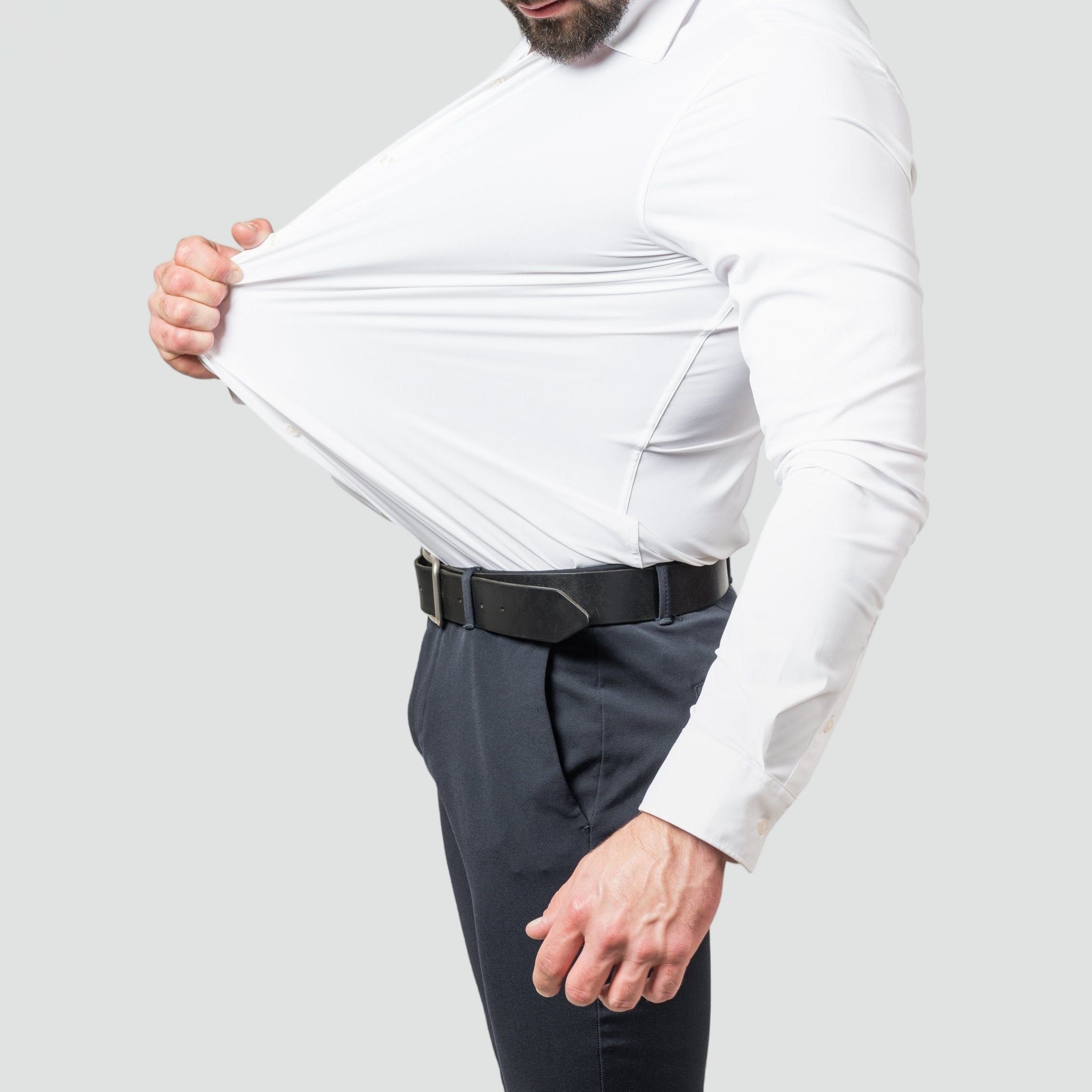 Mens Stretch Shirt Wrinkle Free Slim Fit Long Sleeve