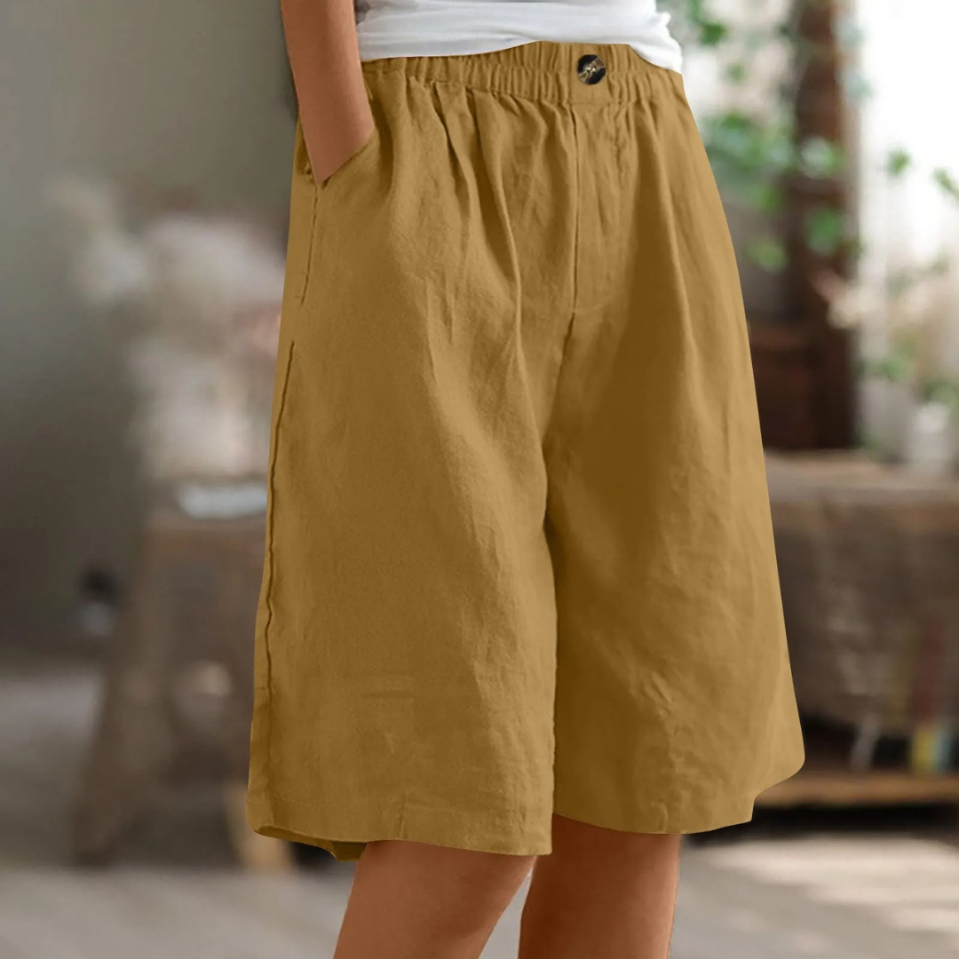 Womens Wide Leg Shorts Pockets Five Color