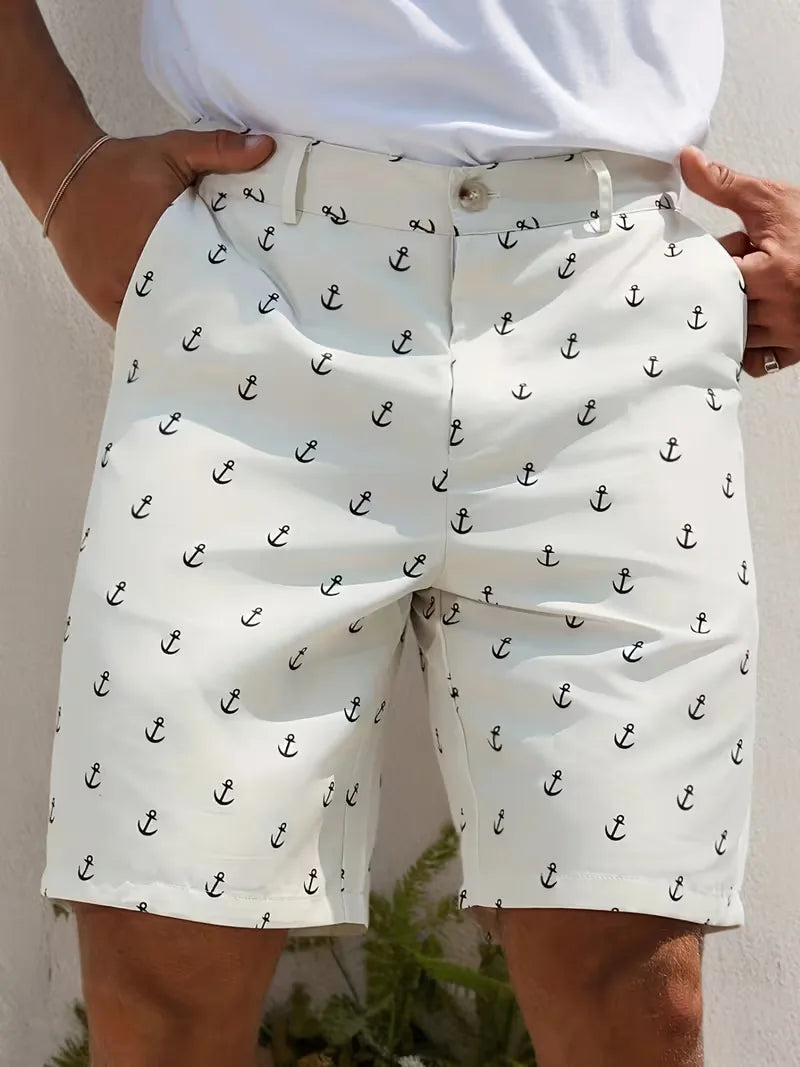 Mens Anchor Print Shorts Straight Fit