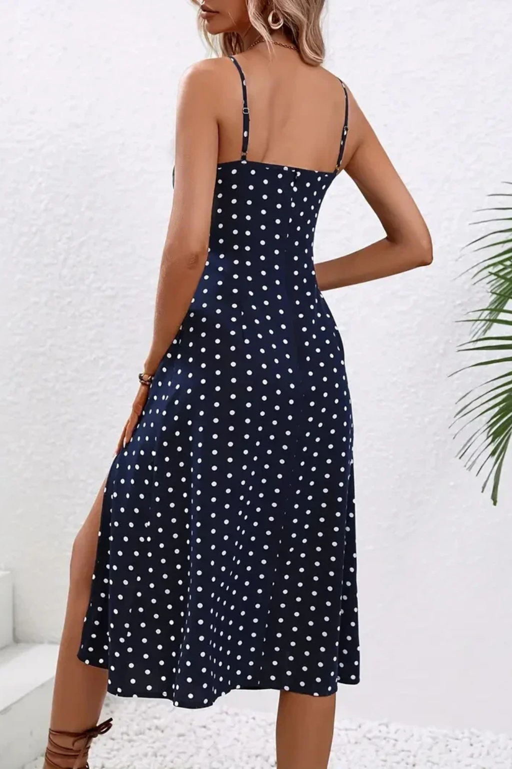 Womens Floral Midi Summer Dress Spaghetti Strap Side Split