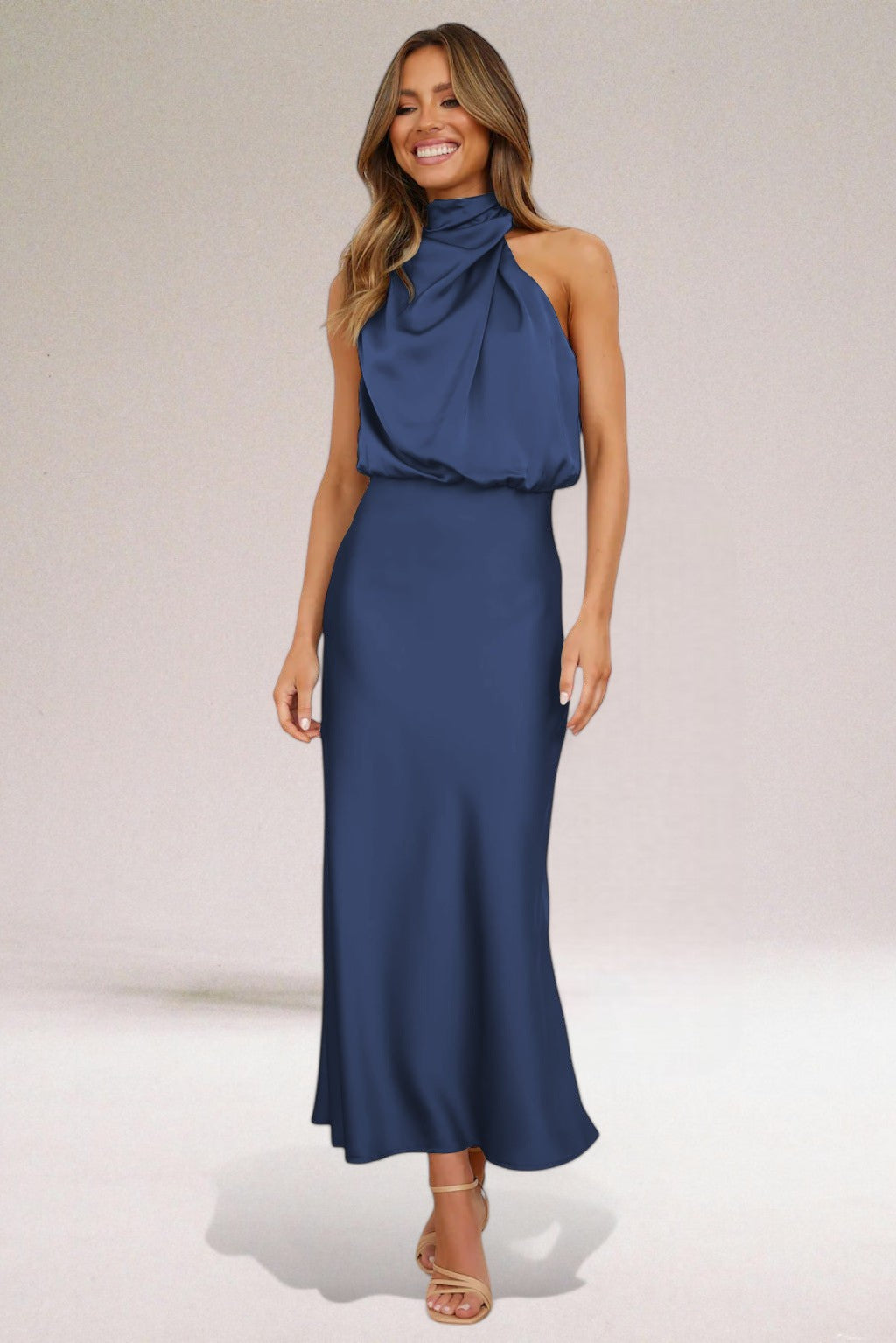 Halter Neck Dress Satin