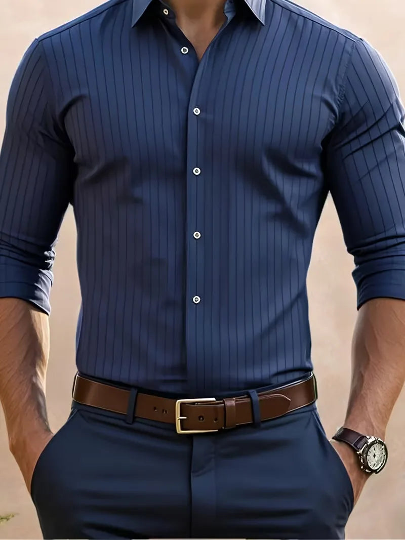 Mens Slim Fit Mandarin Collar Dress Shirt