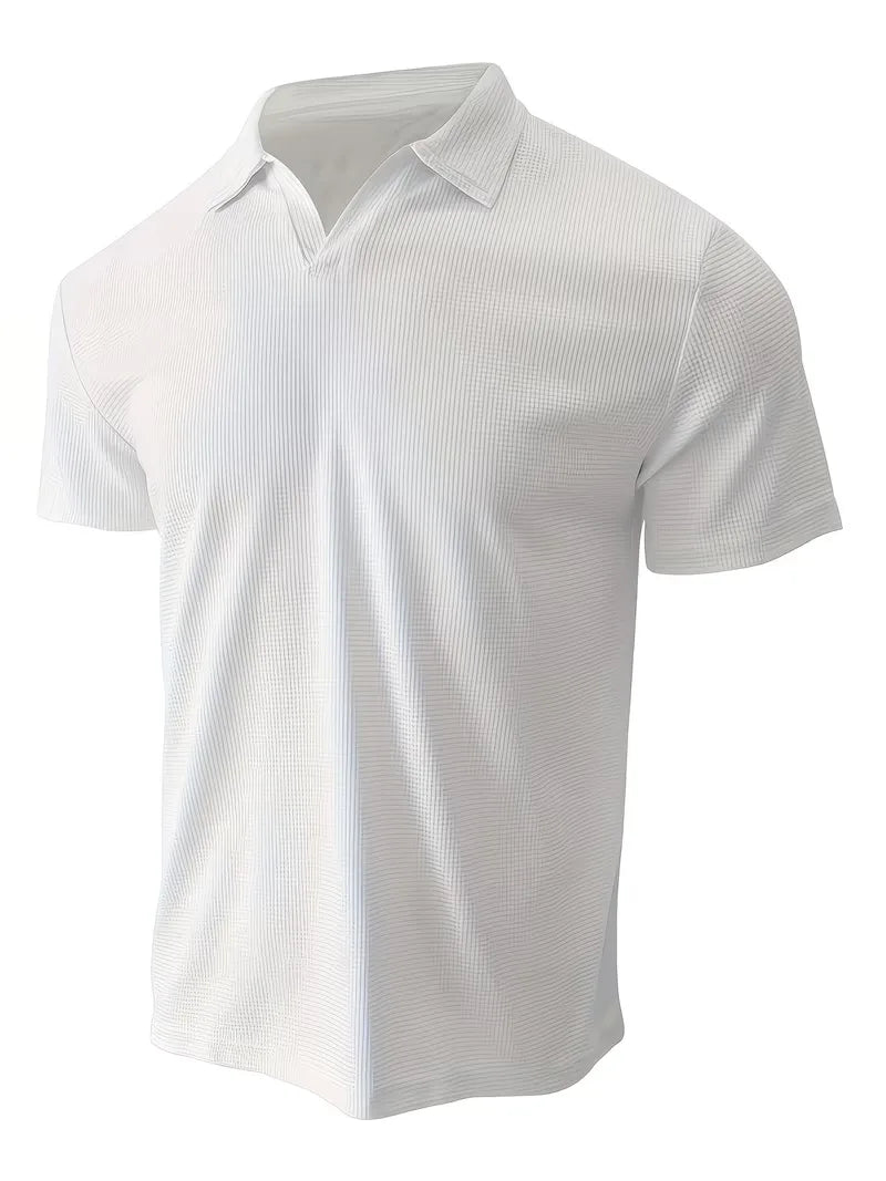 Mens Short Sleeve V Neck Waffle Polo
