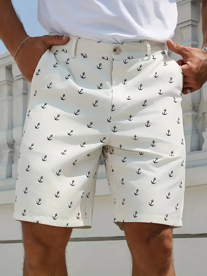 Mens Anchor Print Shorts Straight Fit