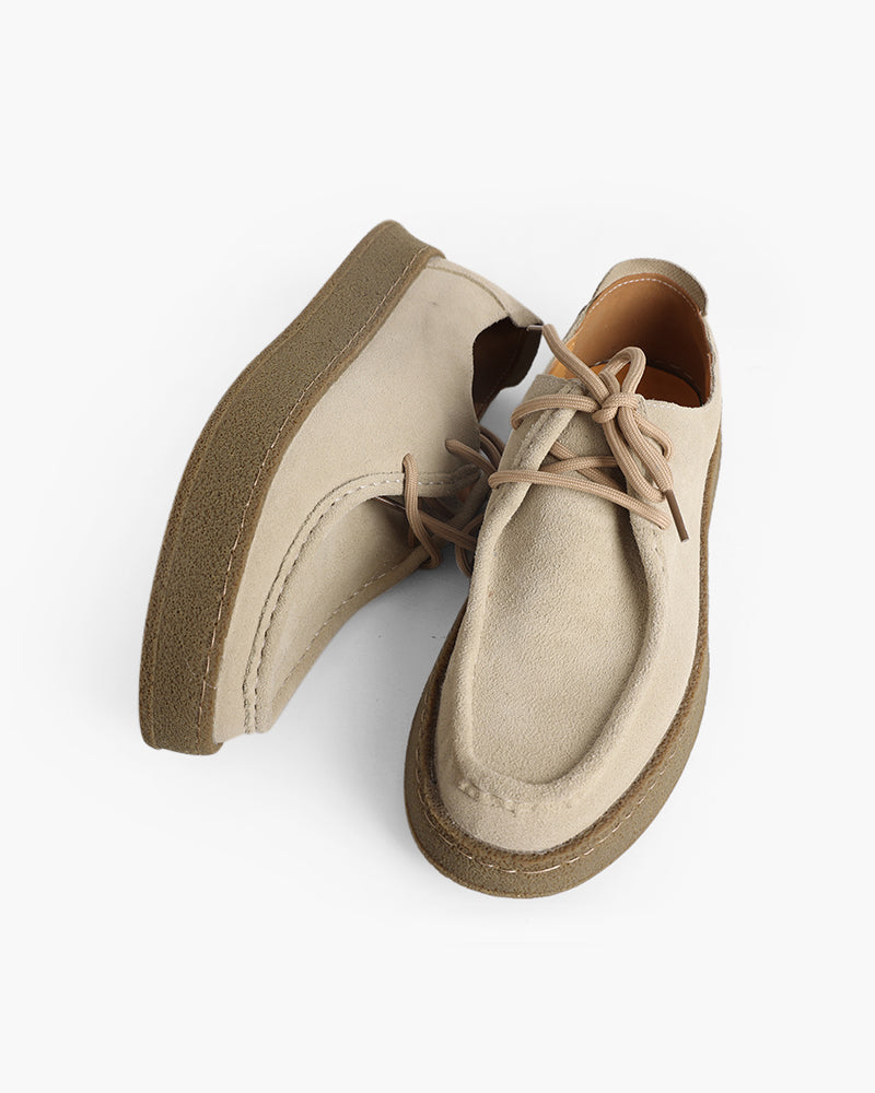 Mens Suede Moccasin Lace Up Crepe Sole Three Color