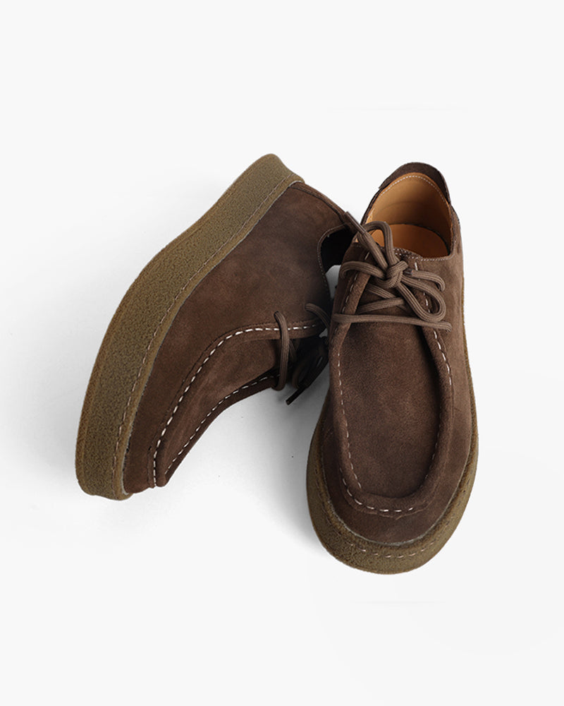 Mens Suede Moccasin Lace Up Crepe Sole Three Color