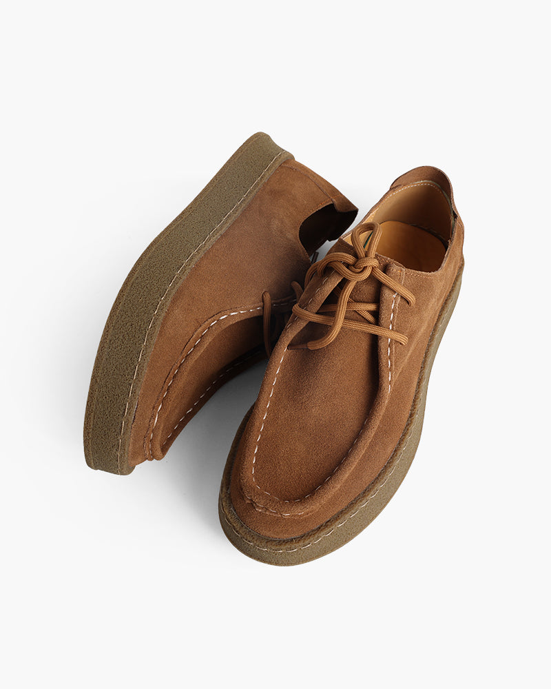 Mens Suede Moccasin Lace Up Crepe Sole Three Color