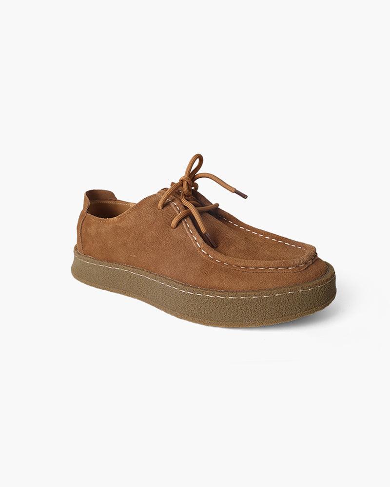 Mens Suede Moccasin Lace Up Crepe Sole Three Color