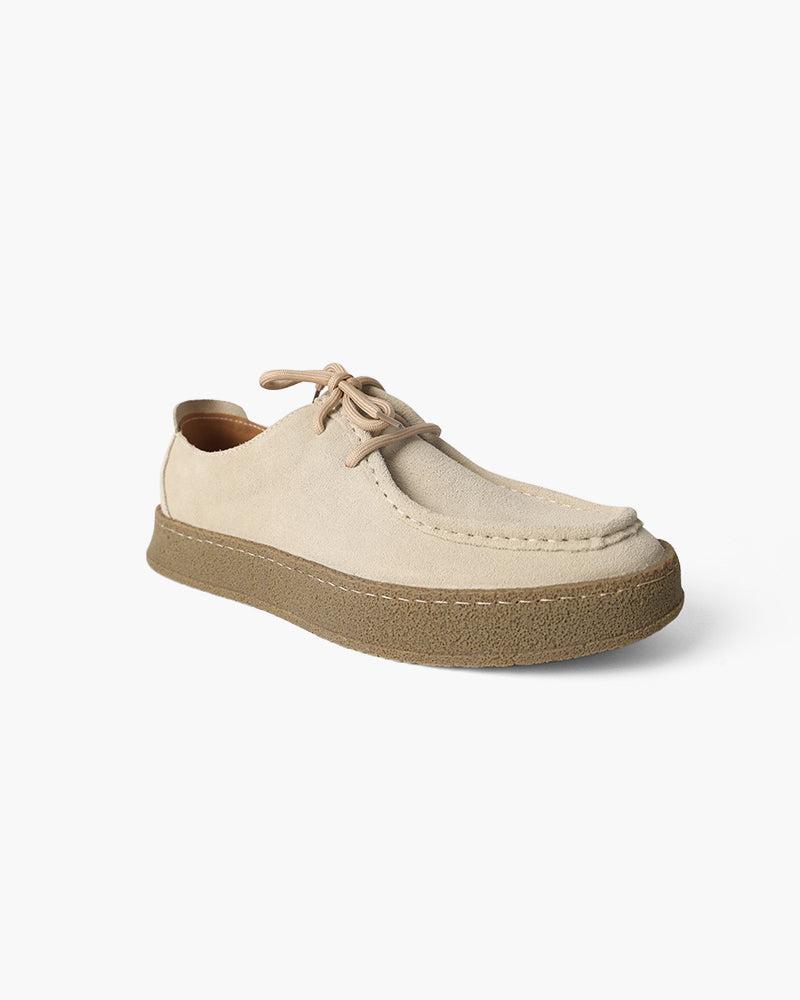 Mens Suede Moccasin Lace Up Crepe Sole Three Color