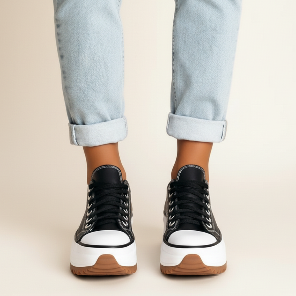 Fall Platform Canvas Sneakers — Chunky Sole Lace-Up Shoes