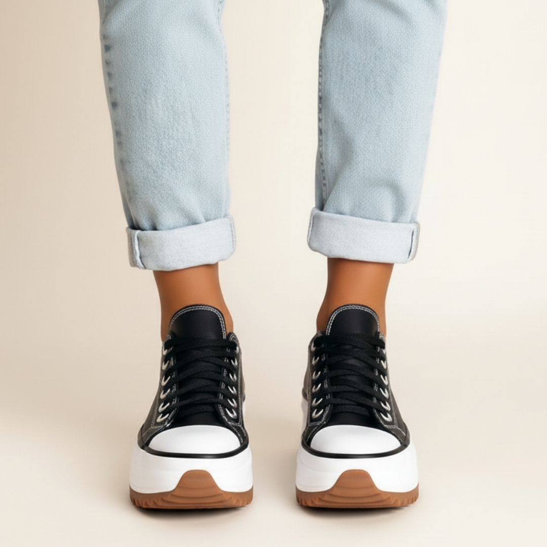 Fall Platform Canvas Sneakers — Chunky Sole Lace-Up Shoes