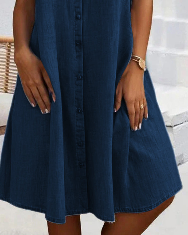 Denim Look Shirt Dress Button-Down