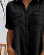 Denim Look Shirt Dress Button-Down