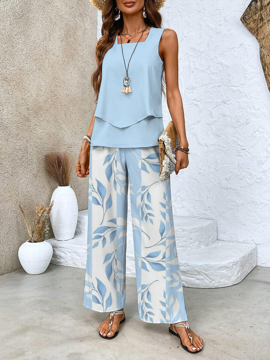 Two-Piece Set Sleeveless Top Wide-Leg Pants