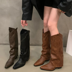 Knee High Cowboy Boots Western Block Heel Women's