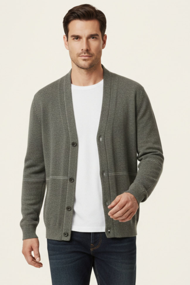 Fall Wool Knit Cardigan — Minimalist Open-Front Sweater with Fine Stitch Detailing