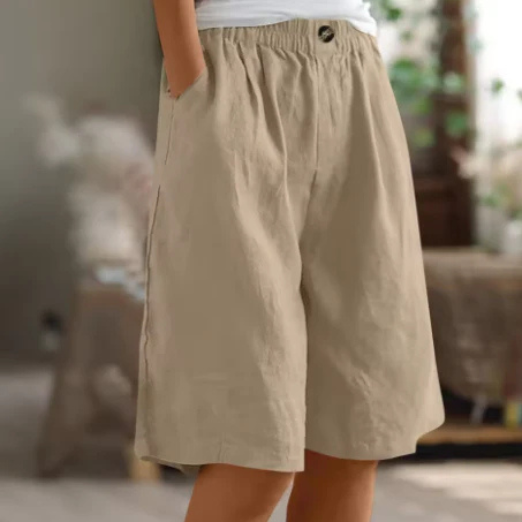 Womens Wide Leg Shorts Pockets Five Color