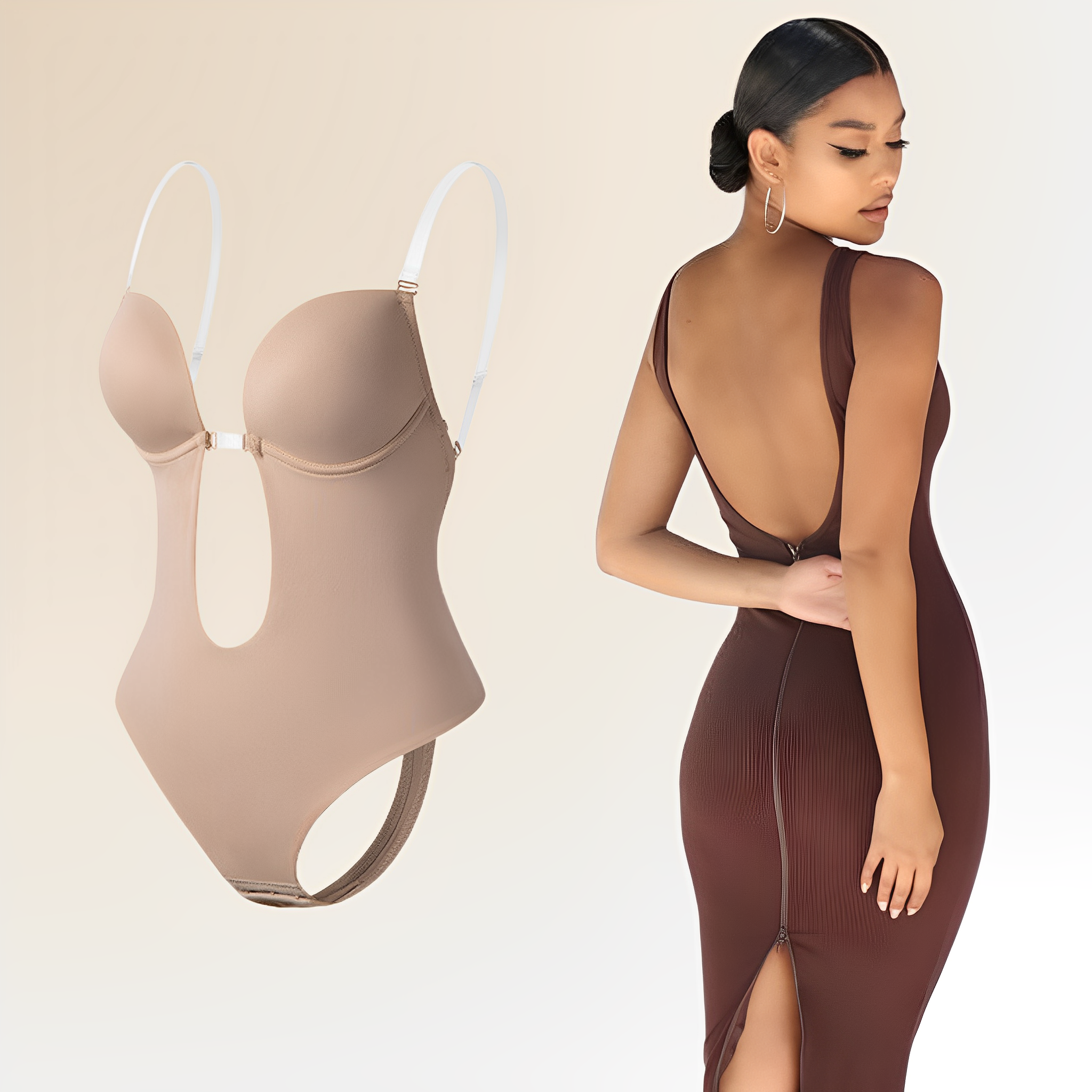 Backless Bodysuit Bra Invisible Support
