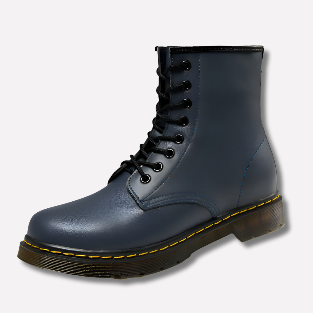 Lace Up Boots Ankle Leather Block Heel Round Toe Women's