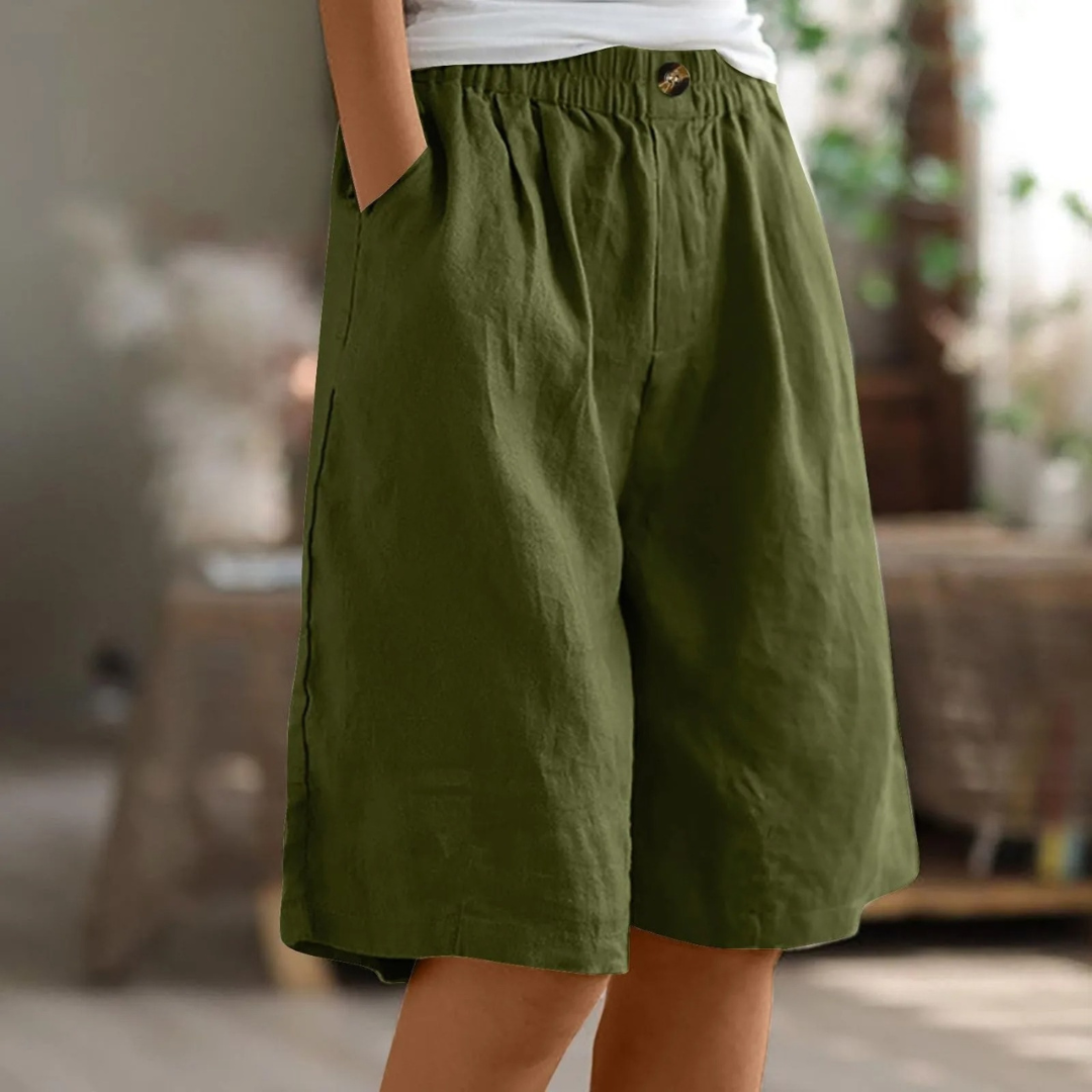 Womens Wide Leg Shorts Pockets Five Color