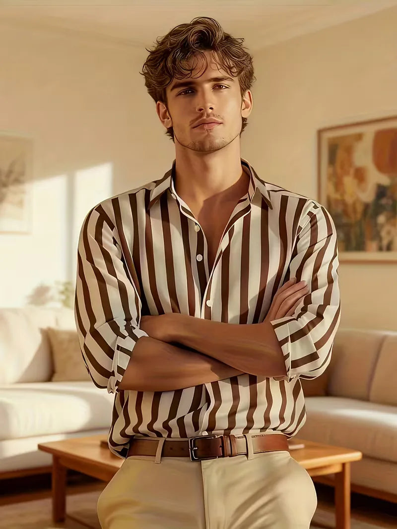 Mens Slim Fit Casual Shirt Two Tone