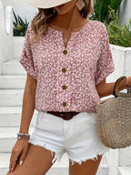 Floral Print Blouse Button-Up