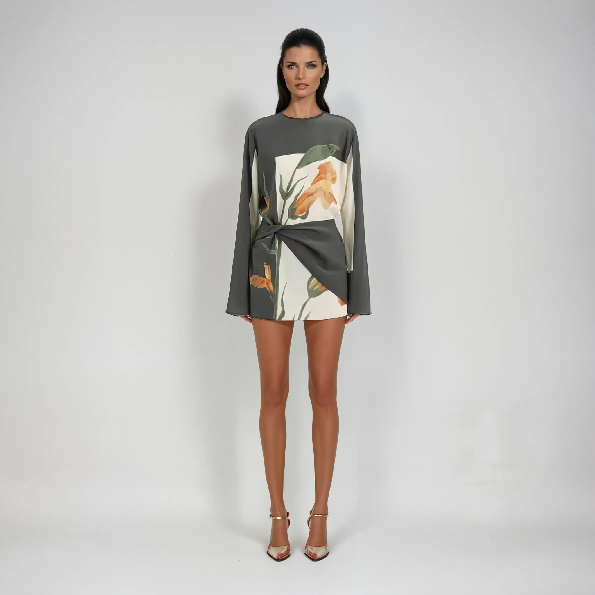 Floral Twist Cocktail Mini Dress