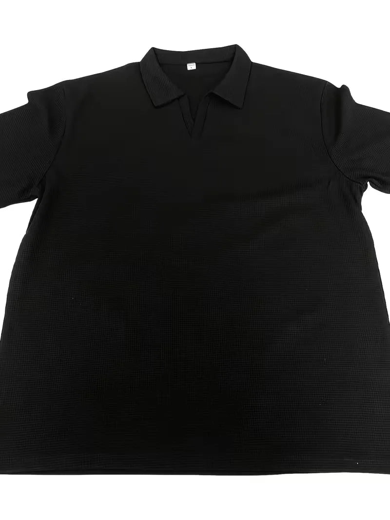 Mens Short Sleeve V Neck Waffle Polo