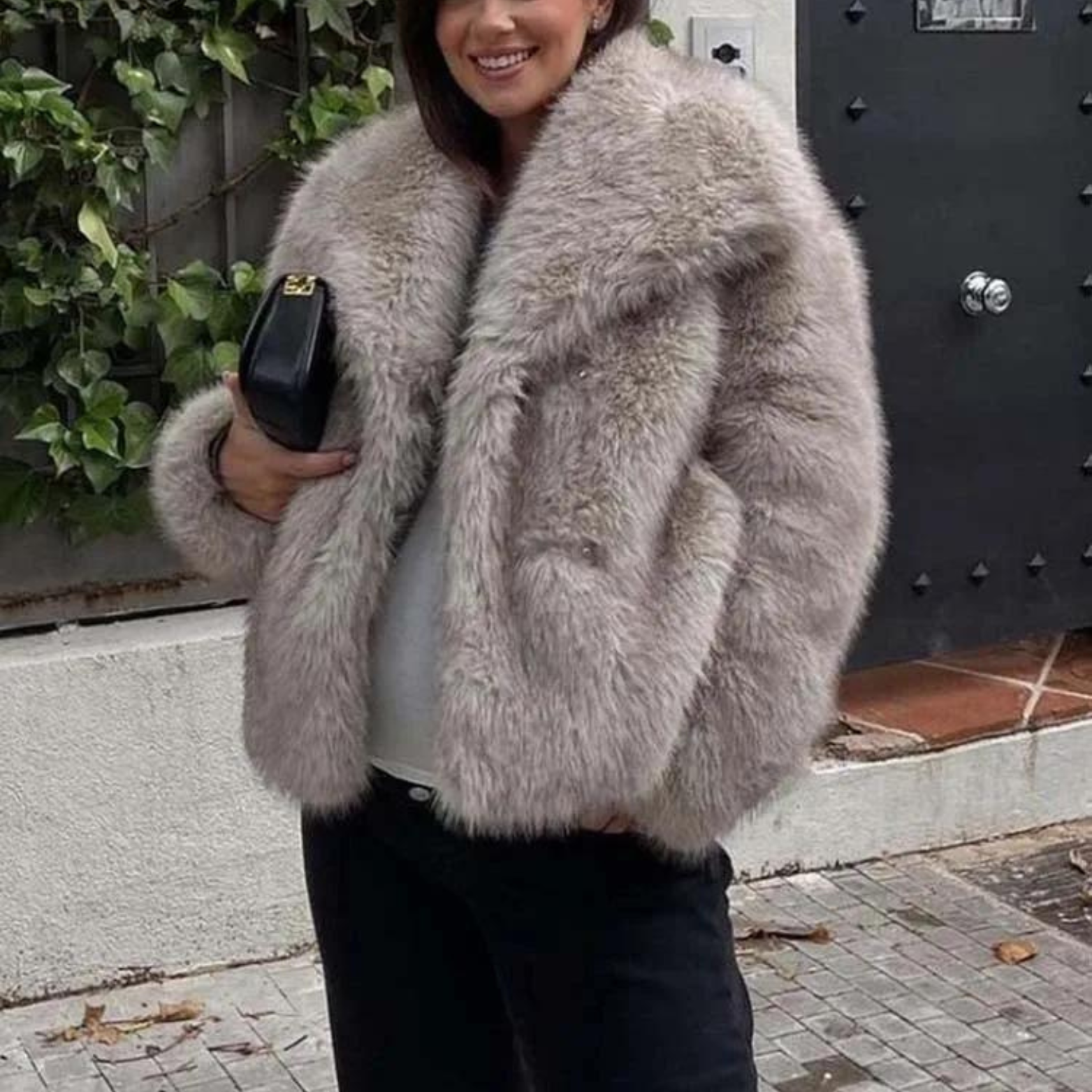 Faux Fur Winter Coat Plush Soft Warm Look Cosy