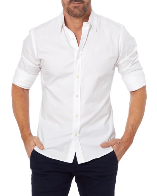 Mens Oxford Shirt Slim Fit Stretch Zip Closure Five Color